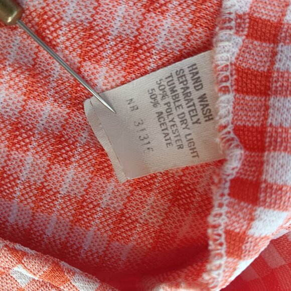 Medium Vintage Granny Western Top Red White Gingham Sleeveless Blouse 1970's - Picture 7 of 7